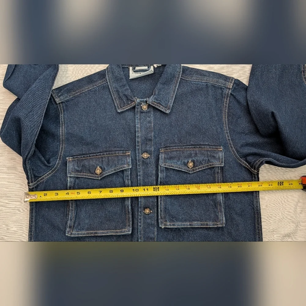 NWT Plenum Studio Men's Dark Blue Denim Large Pockets Jacket Size M